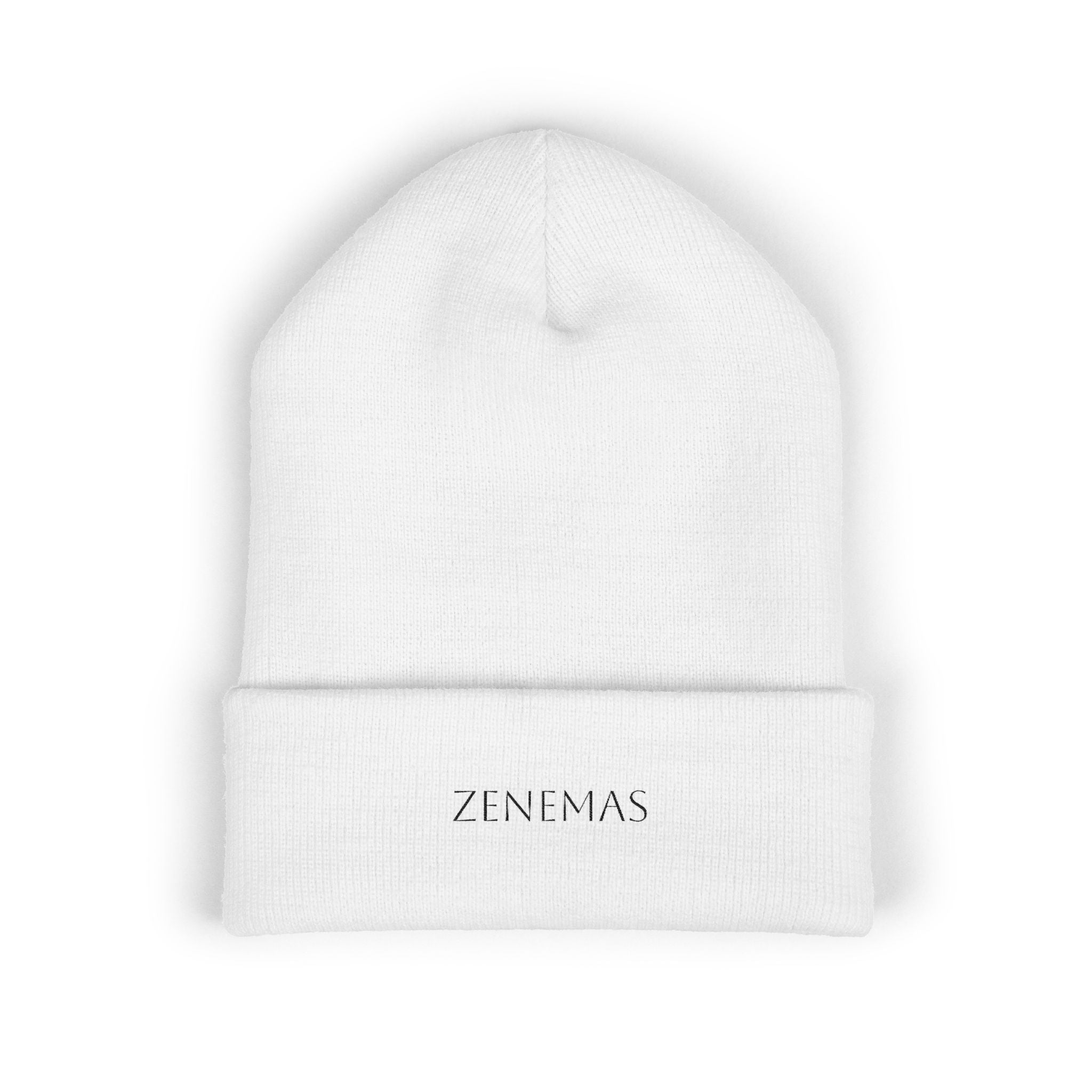 Embroidered 'ZENEMAS' Classic Cuffed Beanie — Minimal Winter Knit Hat