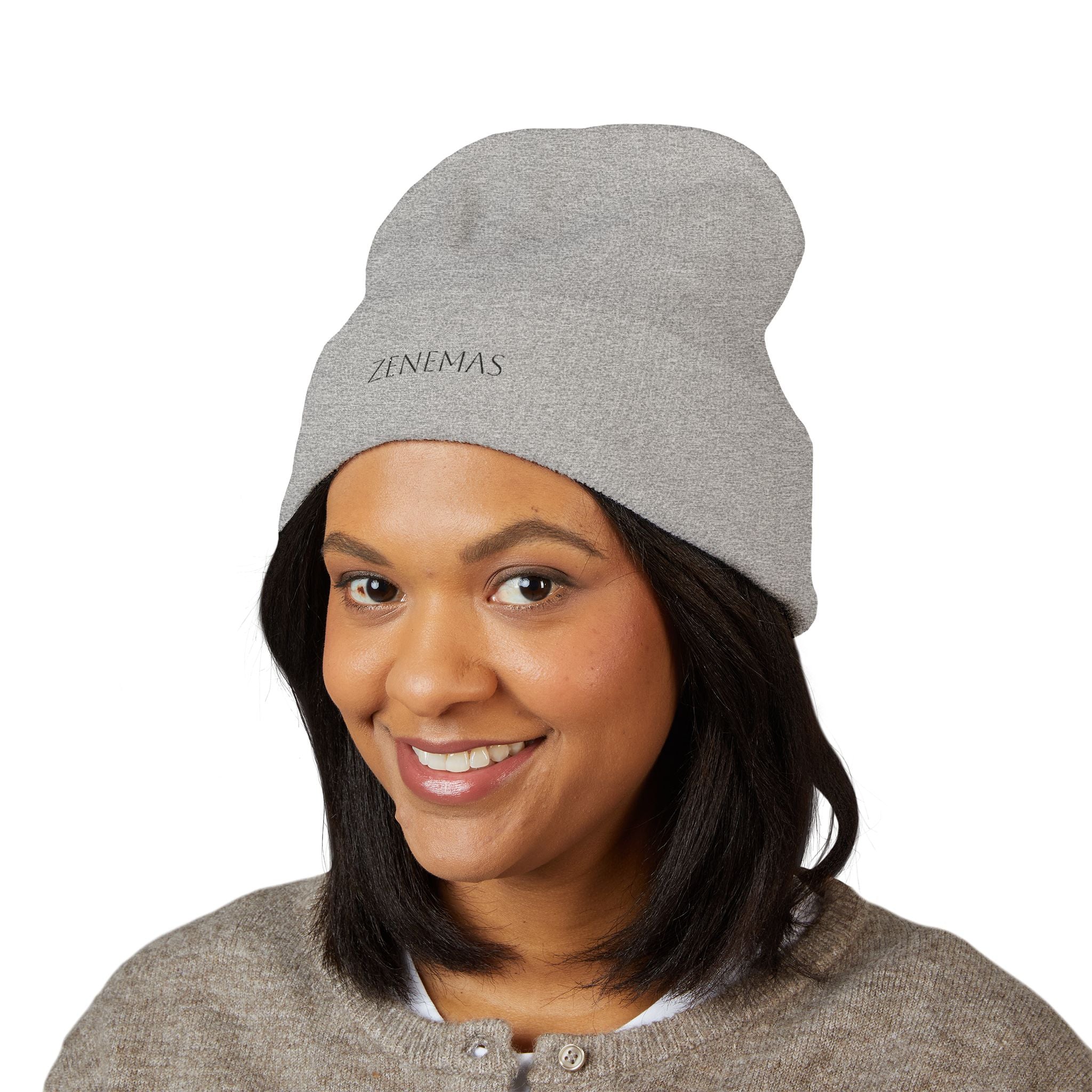 Embroidered 'ZENEMAS' Classic Cuffed Beanie — Minimal Winter Knit Hat