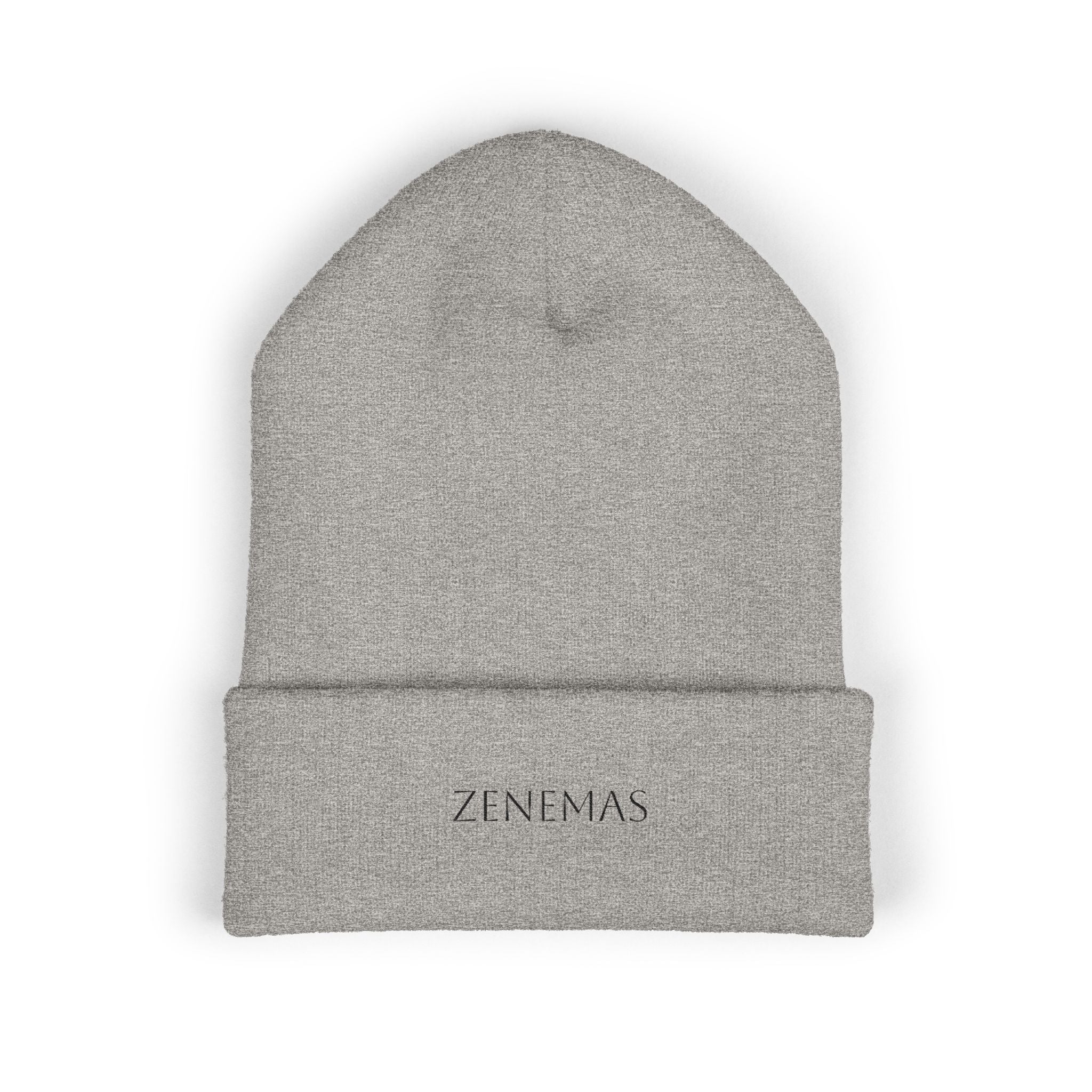 Embroidered 'ZENEMAS' Classic Cuffed Beanie — Minimal Winter Knit Hat